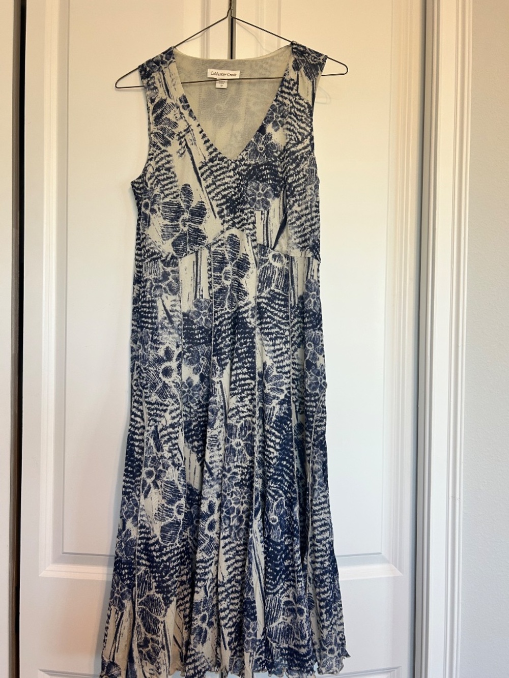 New Blue Coldwater Creek Floral Seamed Mesh  Sleeveless Dress Size 10 Lined - Picture 7 of 12